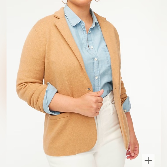 NWOT J. Crew Schoolboy Sweater Blazer in Camel (Heather Acorn) - XXL (size 18) - Picture 7 of 9